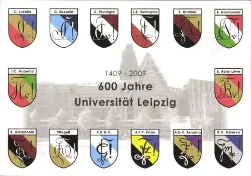 Studentika Ak Leipzig, 600 Jahre Universität 1409-2009, Korporierter Festausschuss, Corpswappen