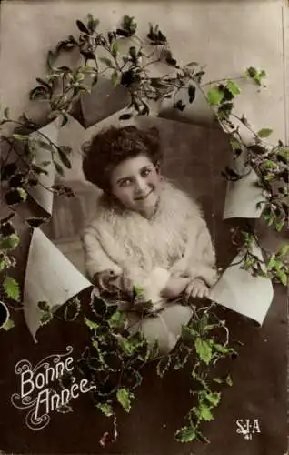 Ak Glückwunsch Neujahr, Mädchen, Portrait