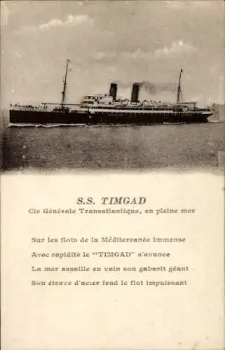 Ak Dampfer SS Timgad, CGT