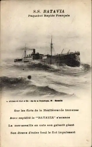 Ak S. S. Batavia auf stürmischer See