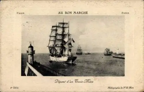 Ak Segelschiff, Dreimaster