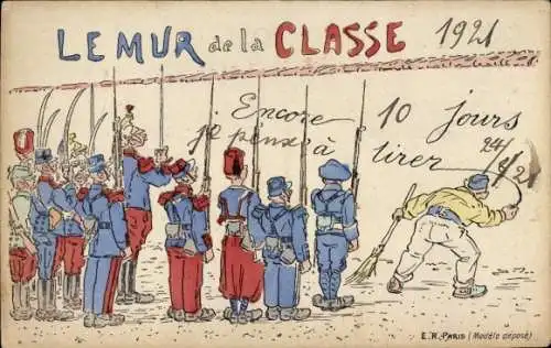 Künstler Ak Französische Soldaten, Klassenzimmerwand