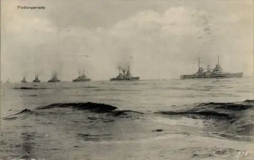 Ak Deutsche Kriegsschiffe, Flottenparade, Kaiserliche Marine