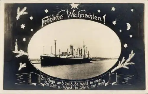 Passepartout Ak Frohe Weihnachten, deutsches Kriegsschiff