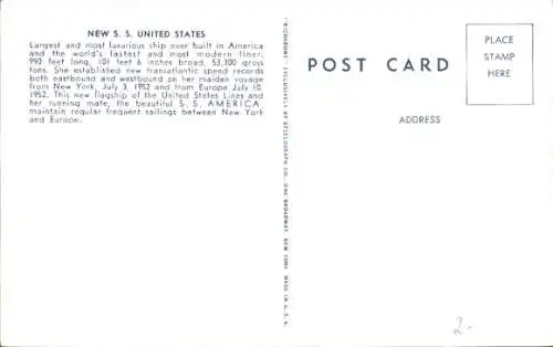 Künstler Ak Dampfschiff SS United States, USL
