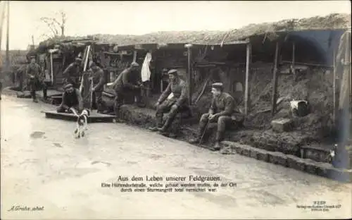 Ak Leben deutscher Feldgrauen, Hüttendorfstraße, Sturmangriff, Deutsche Soldaten