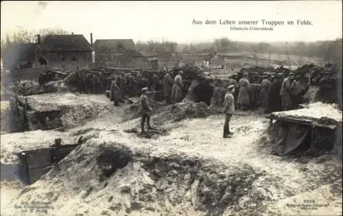 Ak Kriegsschauplatz, Leben deutscher Truppen im Felde, Infanterie-Unterstände