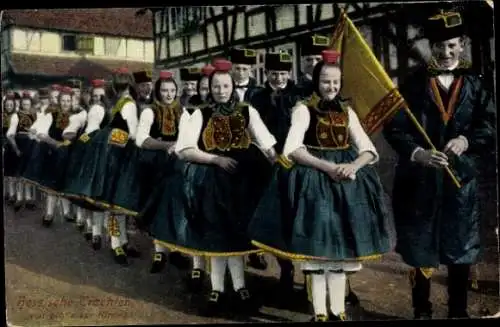 Ak Jungen und Mädchen in hessischen Trachten