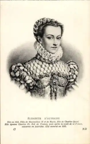 Ak Elisabeth von Österreich, Königin von Frankreich