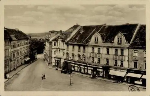 Ak Písek Pisek Südböhmen, Stadtansicht mit Häusern, Straßen und Menschen, historische Postkarte