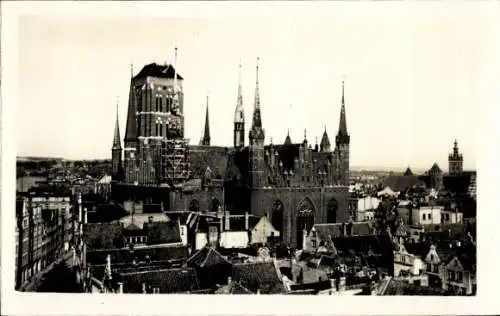 Ak Gdańsk Danzig, Historische Kirche, Hochbau, Türme, Stadtansicht, Danzig