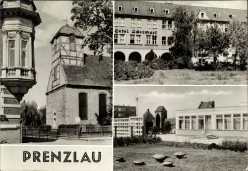 Ak Prenzlau in der Uckermark,  Hotel Uckermark, Kirche, Teilansichten