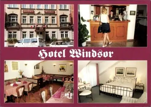 Ak Dresden Altstadt Friedrichstadt, Hotel Windsor, Empfang, Restaurant, Schlafraum, elegante E...