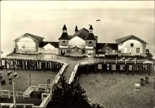 Ak Ostseebad Sellin auf Rügen, Seebrücke, Holzarchitektur, Abendstimmung, nostalgische Anmutung