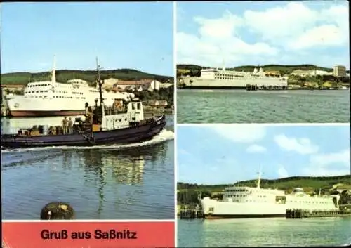 Ak Sassnitz auf Rügen, Schwedenfähre, Eisenbahnfährschiff, Fährschiff