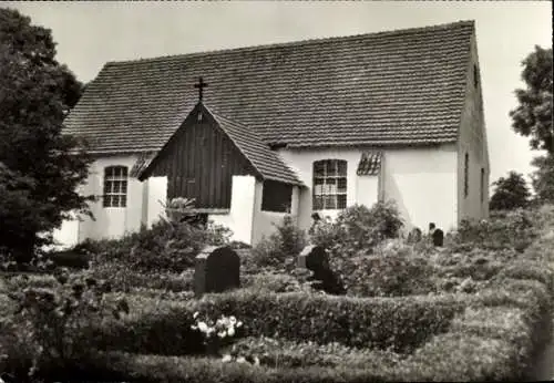 Ak Kloster Insel Hiddensee in der Ostsee, Fischerkirche, Kloster, Pflanzen, Grabsteine