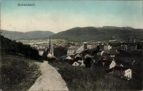 Ak Bodenbach Nossen in Sachsen, Stadtansicht, Kirche, Häuser, Landschaft, Berge