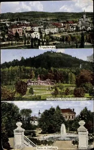 Ak Trutnov Trautenau Riesengebirge Region Königgrätz,  Stadtpark mit Kapellenberg, Partie im S...