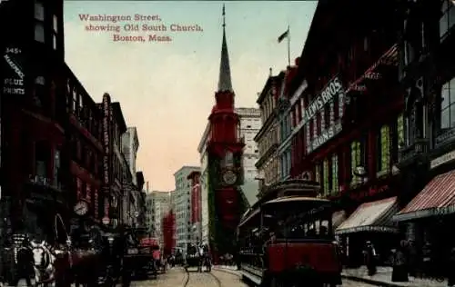 PC Boston Massachusetts USA, Washington Street, showing Old South Church