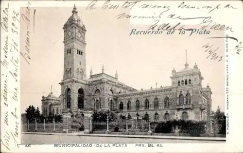 Ak La Plata Argentinien, Stadtansicht, Rathaus, historische Architektur, Postkarte