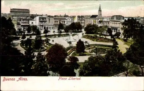 Ak Buenos Aires Argentinien, Plaza Libertad, Totalansicht