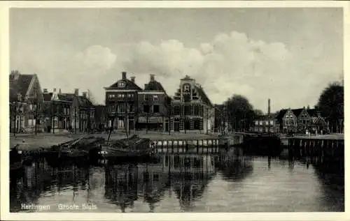 Ak Harlingen Friesland Niederlande, Groote Sluis