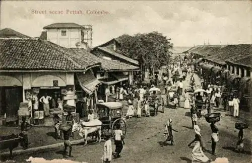Ak Colombo Ceylon Sri Lanka, Straßenszene