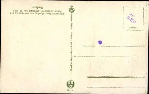 Ak Leipzig in Sachsen, Technische Messe, Funktürme des Messamtsenders