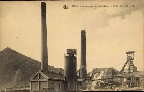 Ak Gilly Charleroi Wallonien Hennegau, Industrielle Landschaft, Kohlenbergwerke, Schornsteine,...