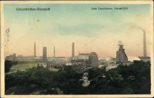 Ak Bismarck Gelsenkirchen im Ruhrgebiet, Zeche Consolidation, Schacht III/IV