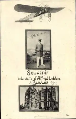 Ak Französischer Ballonfahrer Alfred Leblanc, Beauvais