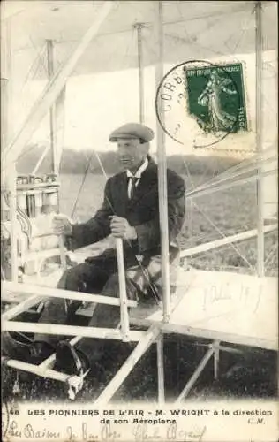 Ak Les Pionniers de l'Air, Wilbur Wright, Aéroplane, Flugpionier, Pilot,Erfinder
