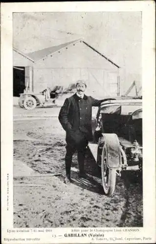 Ak Aviateur Gabillan, avion Voisin, Hangar, Lyon Aviation 1910