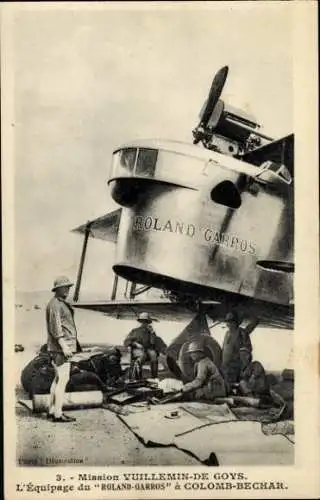 Ak Colomb Bechar Algerien, Mission Vuillemin et De Goys, Equipage du Roland Garros, Forscher