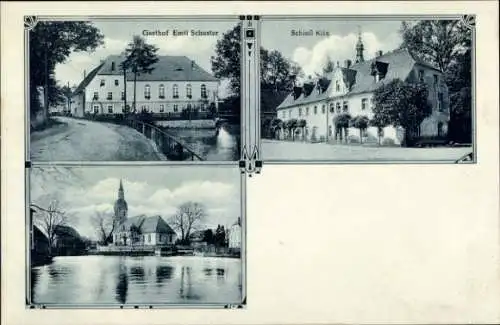 Ak Klix Großdubrau in Sachsen, Gasthof Emil Schuster, Schloß  schwarz-weiß Bilder