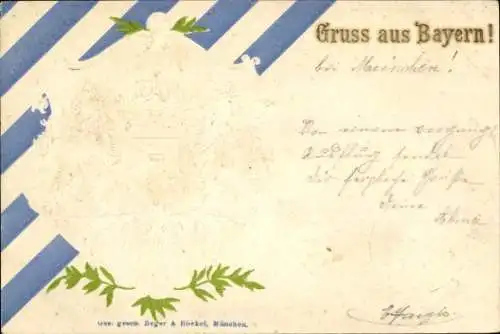 Präge Wappen Ak Bayern, Staatswappen