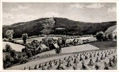 Ak Rachlau Kubschütz in der Oberlausitz, Landschaftsmotiv, hügelige Region, landwirtschaftlich...