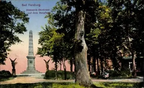 Ak Bad Harzburg am Harz, Bismarck-Denkmal, Burgberg, Bäume, Statue