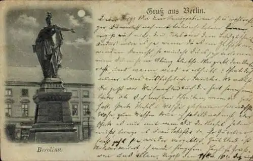 Mondschein Ak Berlin Mitte, Berolina-Denkmal