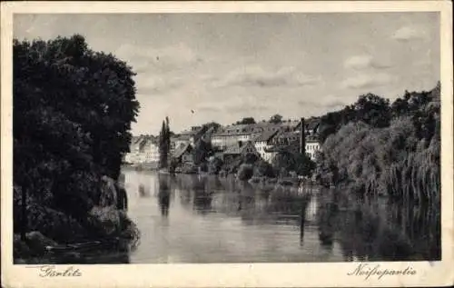 Ak Görlitz in der Lausitz, Schöne Landschaft mit Wasser, Häusern und Bäumen