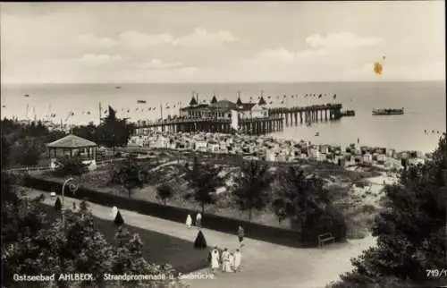 Ak Ostseebad Ahlbeck auf Usedom, Ostseebad  Strandpromenade, Seebrücke