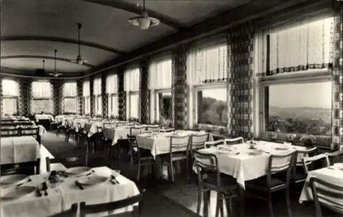 Ak Gernrode Quedlinburg im Harz, Restaurant mit Tischen, Stühlen, großen Fenstern, Aussicht