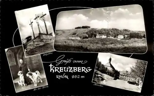 Ak Kreuzberg Bischofsheim Rhön, Grüße vom  RHON 932 m, Golgathe, Kloster, An der Sporte