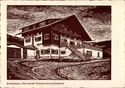 Künstler Ak Spindleruv Mlýn Spindlermühle Spindelmühle Riesengebirge Region Königgrätz, Villa Kraus