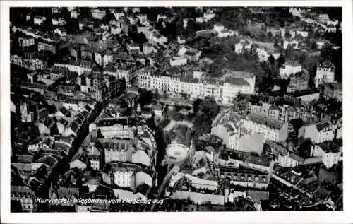 Ak Wiesbaden in Hessen, Kurviertel, Fliegeraufnahme