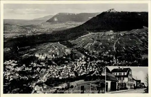 Ak Neuffen in Württemberg, Burg Hohenneuffen, Fliegeraufnahme, Gasth. z. Linde