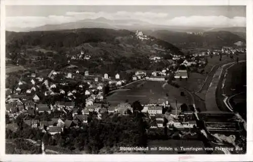 Ak Rötteln Haagen Lörrach in Baden, Burgruine Rötteln, Röttler Schloss, Fliegeraufnahme, Tumringen