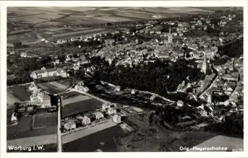 Ak Warburg in Westfalen, Warburg 1. W., Orig. Fliegeraufnahme