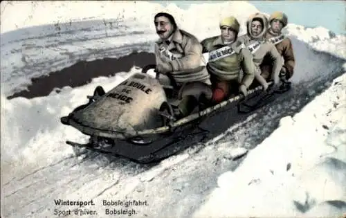 Ak Wintersport, Bobseighfahrt