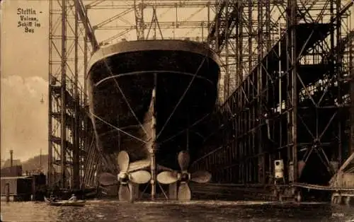 Ak Szczecin Stettin Pommern, Werft Vulcan, Schiff